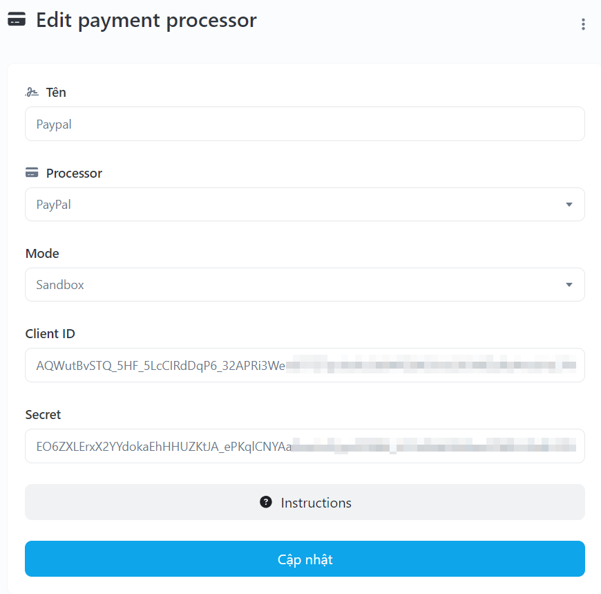 Tao cổng thanh toán Paypal