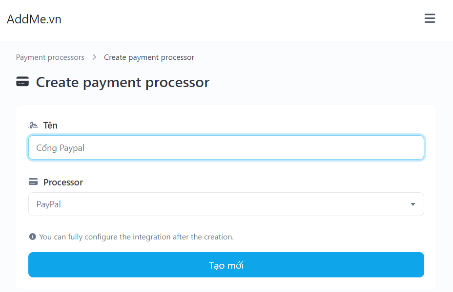 Tao cổng thanh toán Paypal